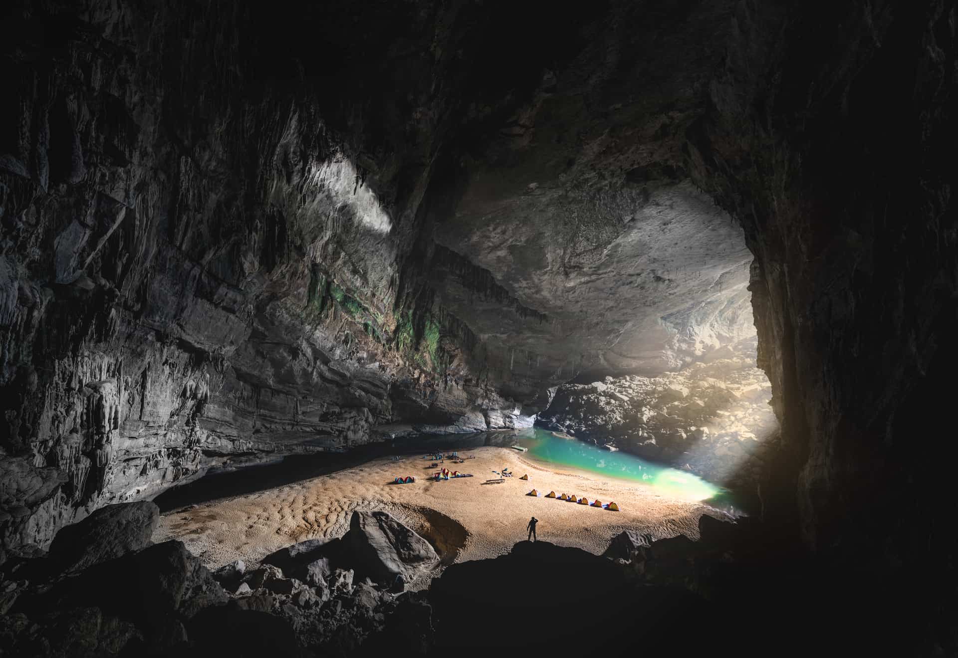 Our first campsite inside Hang En, the third-largest cave in the world.